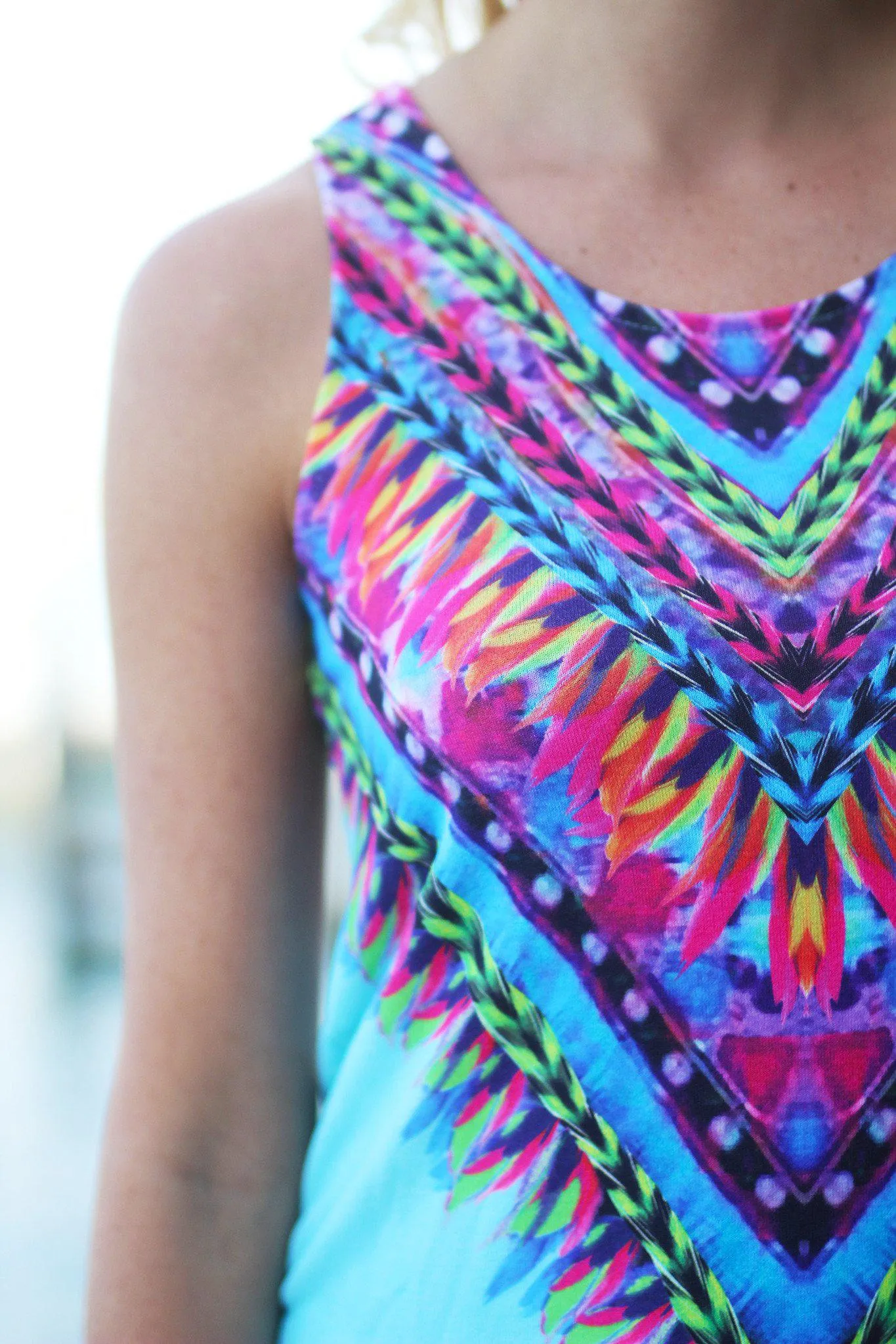 Light Blue Tribal Tank Top