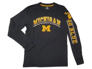 Michigan Wolverines Colosseum YOUTH Boy's Navy Long Sleeve T-Shirt 12-14 (M)