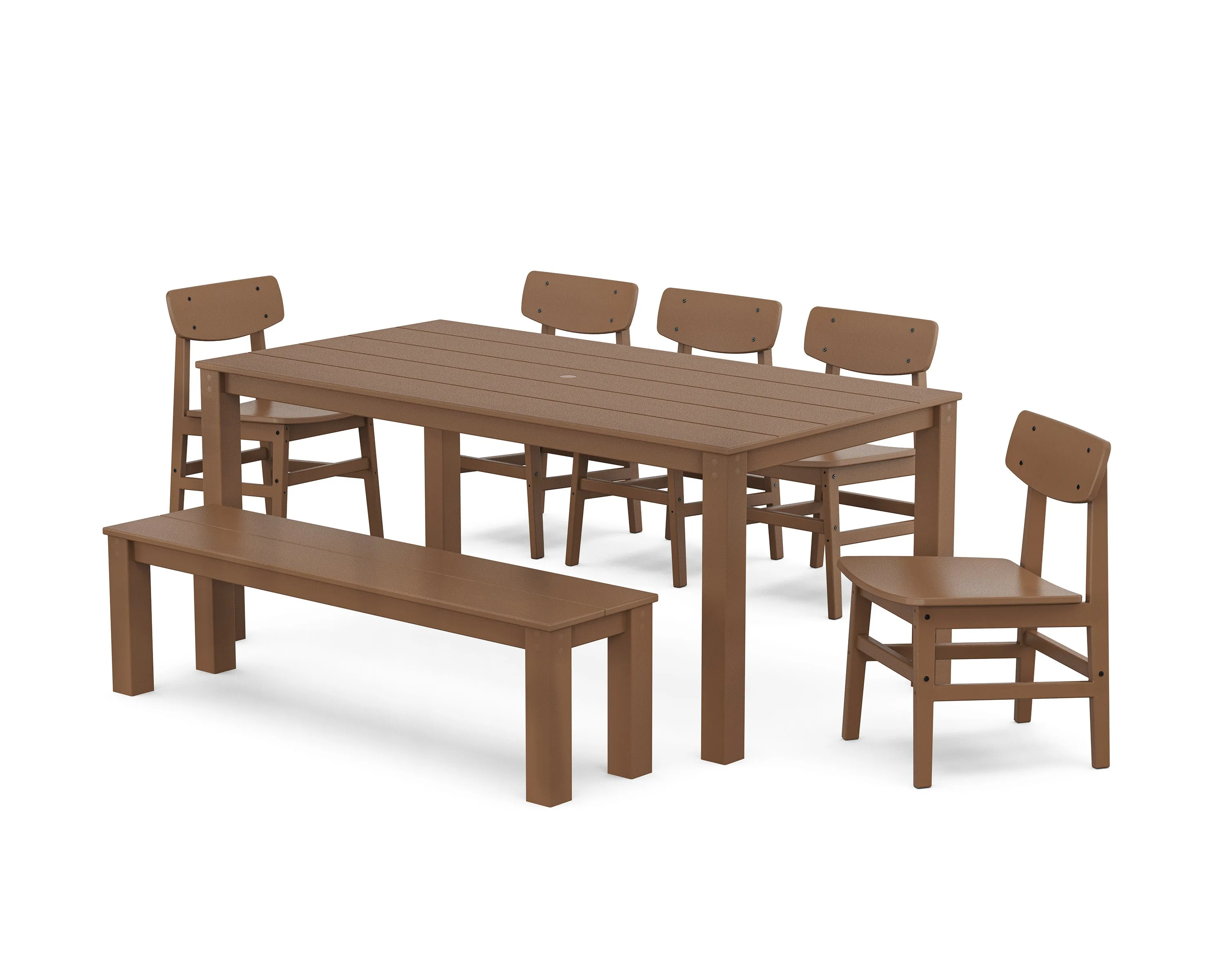 Modern Studio Urban Chair 7-Piece Parsons Dining Set with Bench