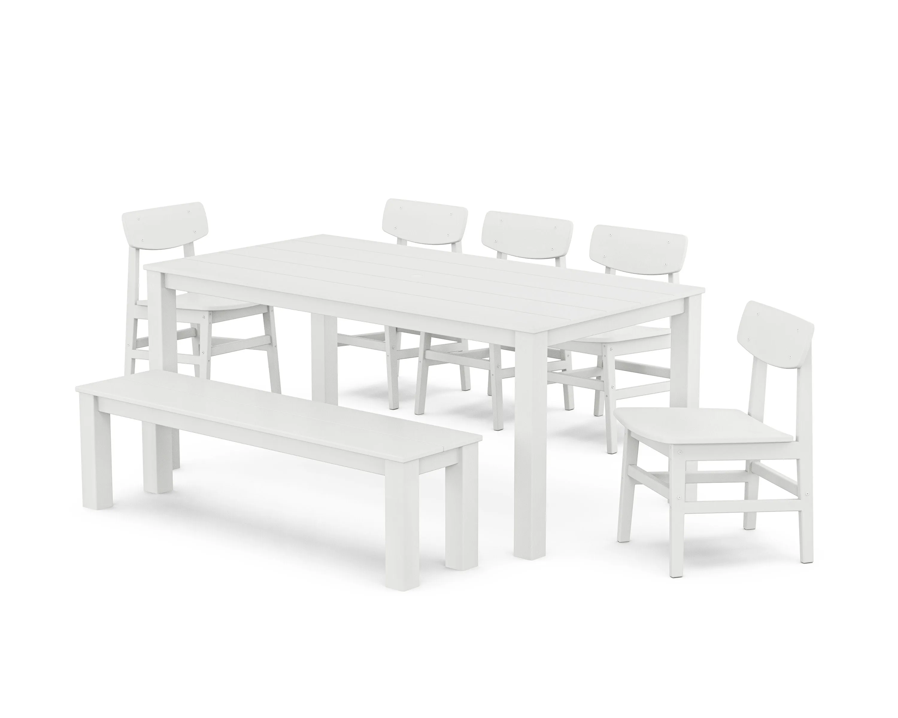 Modern Studio Urban Chair 7-Piece Parsons Dining Set with Bench