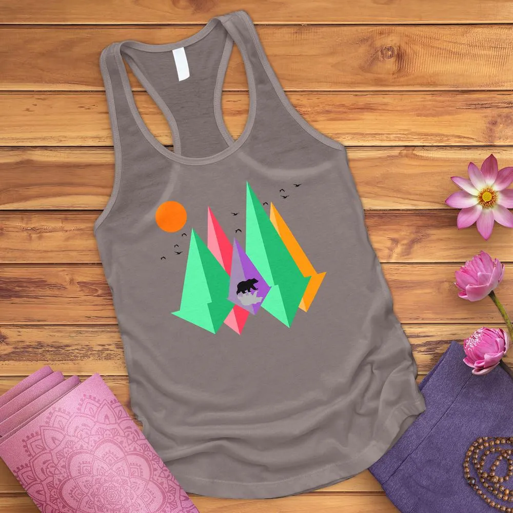 Mountain Bear And Birds Tank Top