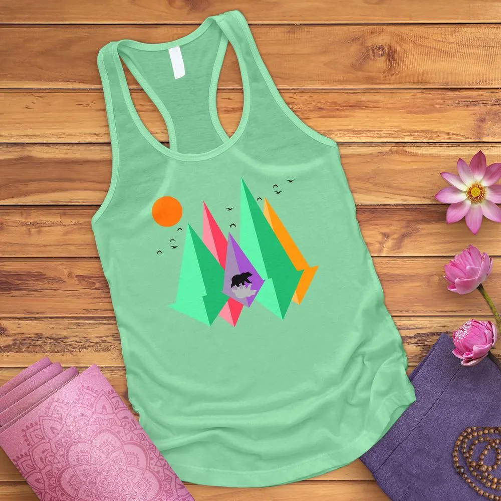 Mountain Bear And Birds Tank Top