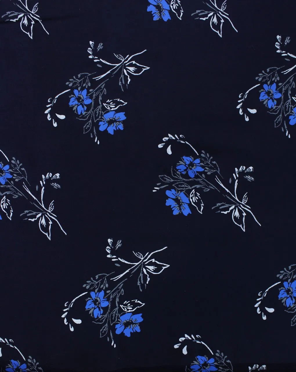 Navy Blue And Multicolor Floral Design Rayon Fabric