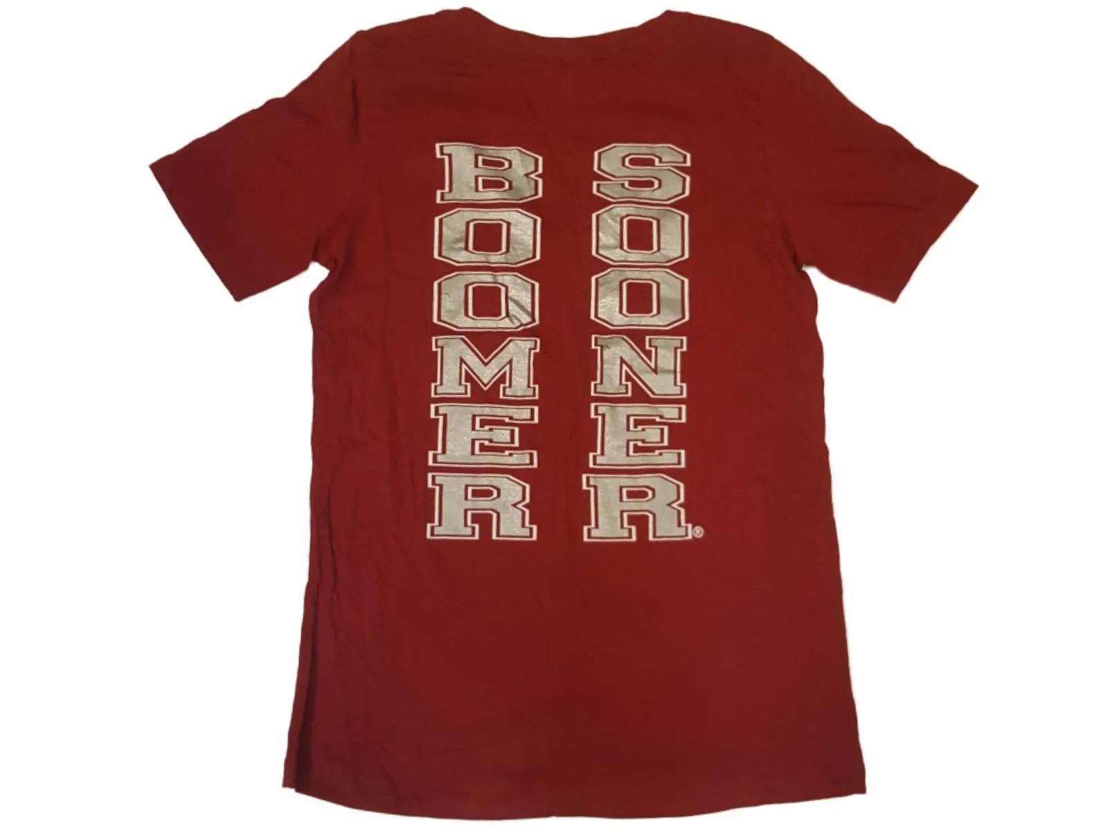 Oklahoma Sooners GG WOMENS Maroon "Boomer Sooner" SS V-Neck T-Shirt (M)