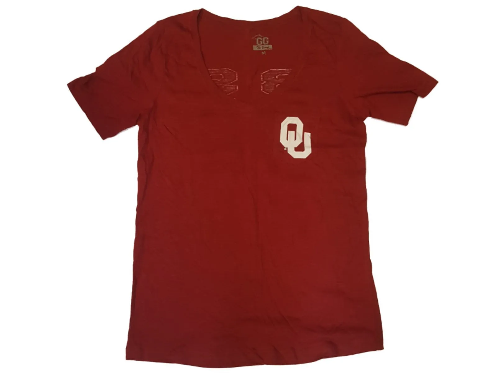 Oklahoma Sooners GG WOMENS Maroon "Boomer Sooner" SS V-Neck T-Shirt (M)