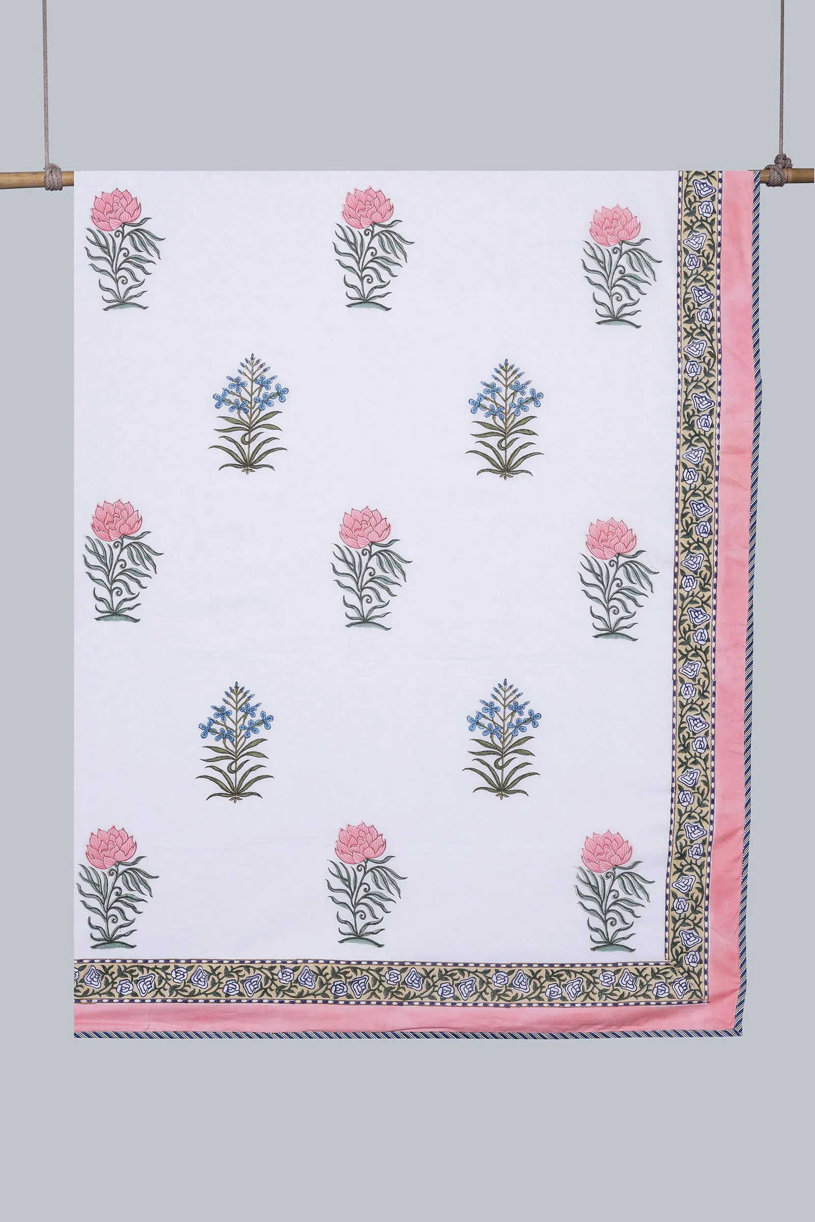 Pastel Flower Pink Reversible Cotton Muslin Dohar