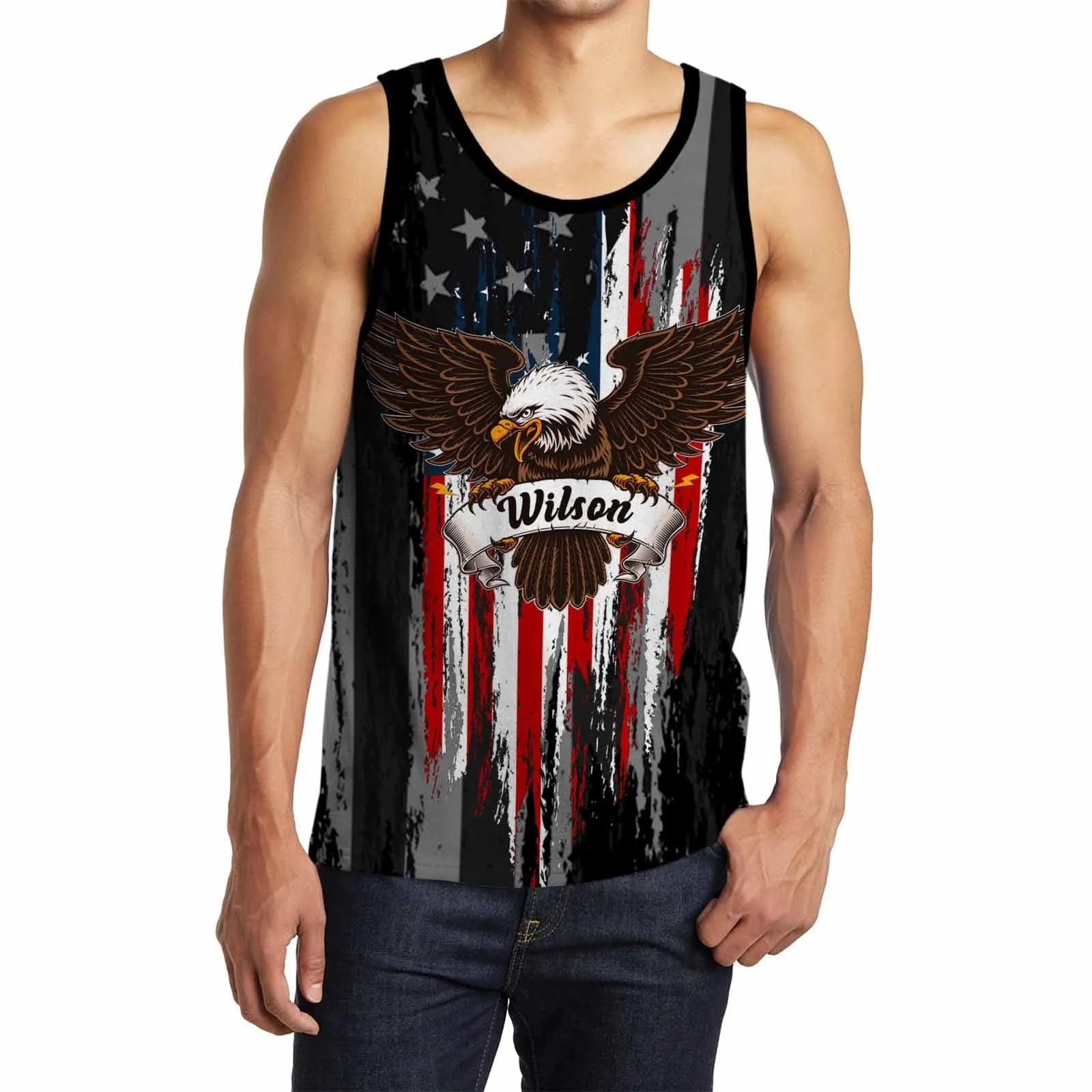 Personalized Custom Mens Tank Tops Name American Eagle Men's All Over Print Tank Top