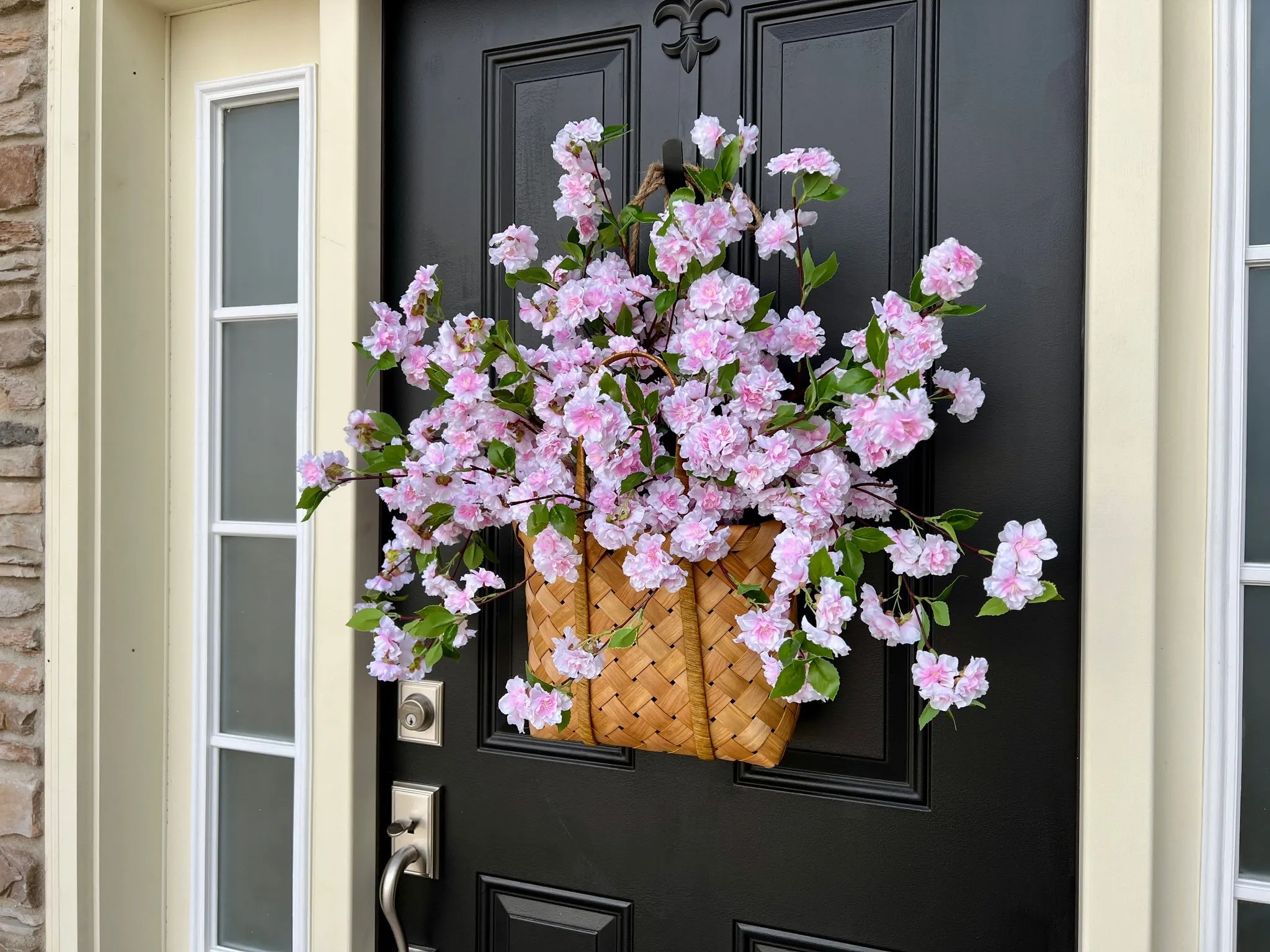 Picnic Pink Cherry Blossom Spring Basket