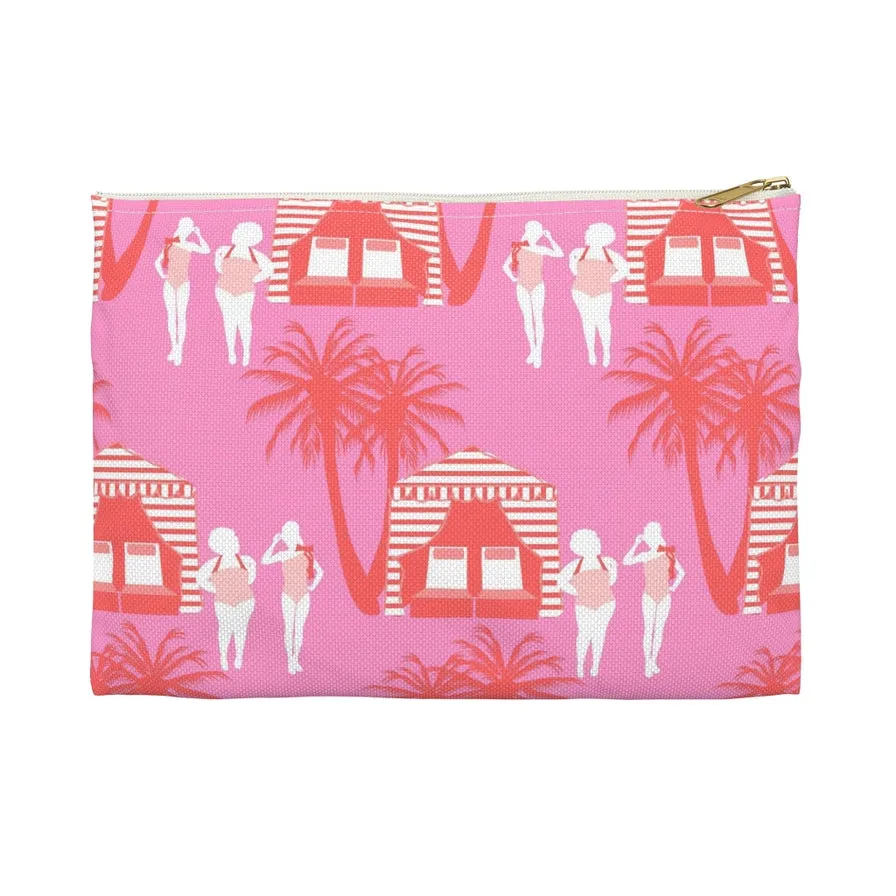 Pink Cabana Small Flat Zip Pouch