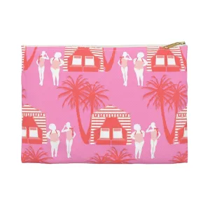 Pink Cabana Small Flat Zip Pouch