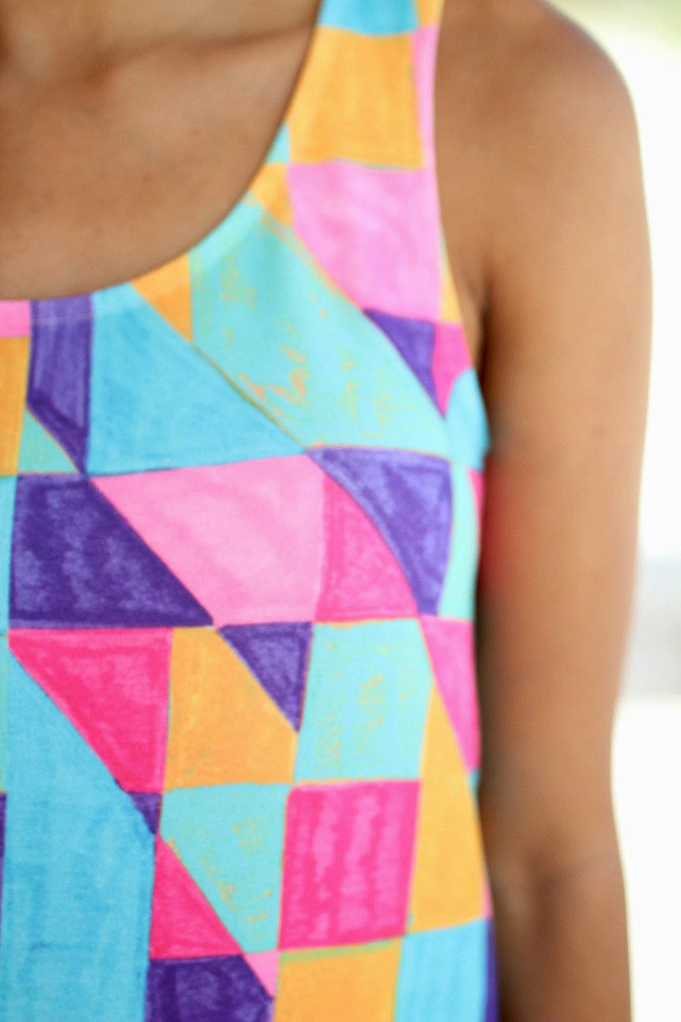 Pink Geometric Tank Top