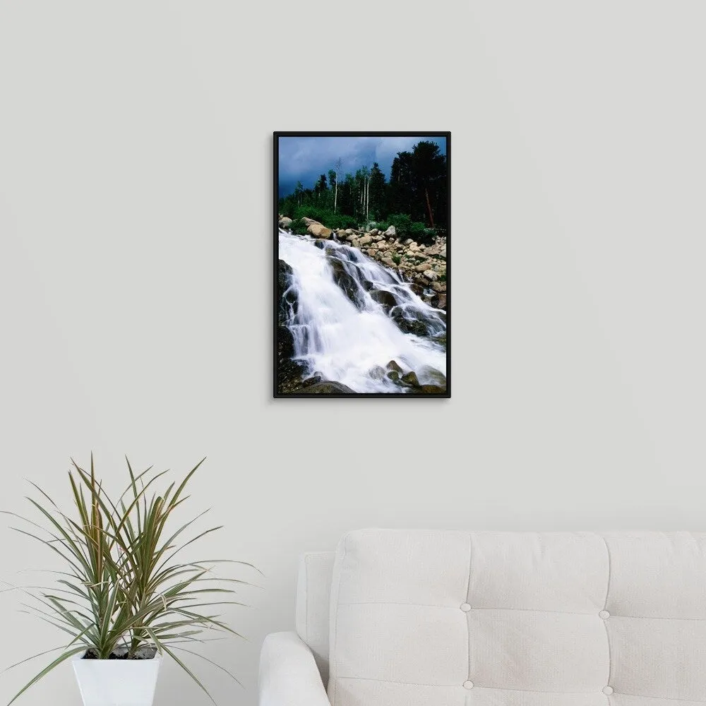 "Alluvial Fan Falls, Colorado" Black Float Frame Canvas Art