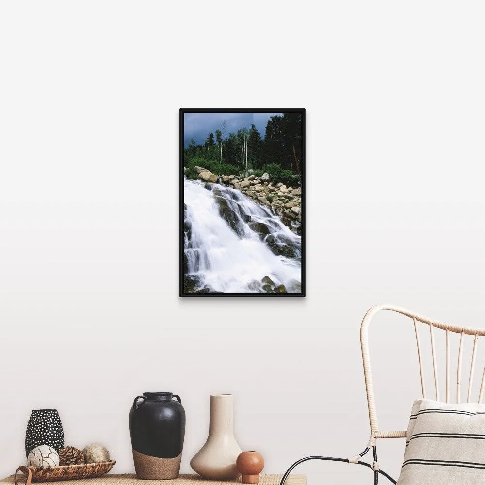 "Alluvial Fan Falls, Colorado" Black Float Frame Canvas Art