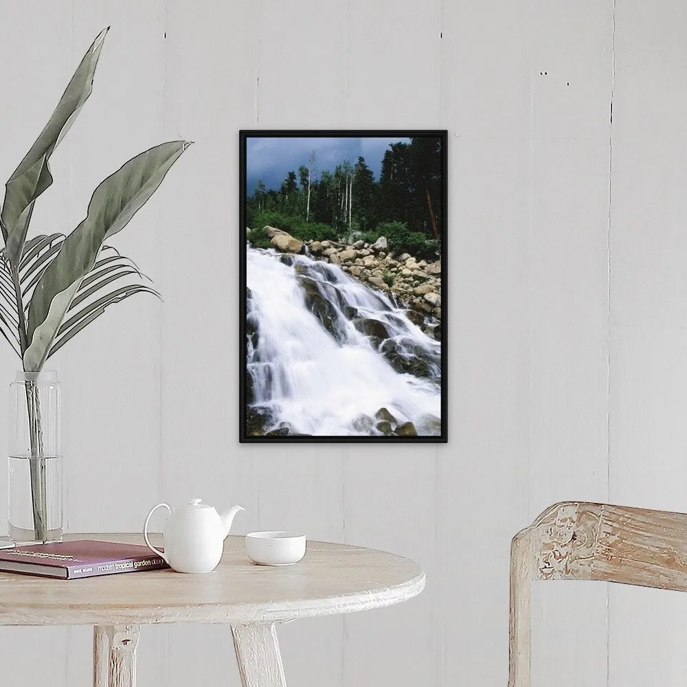 "Alluvial Fan Falls, Colorado" Black Float Frame Canvas Art