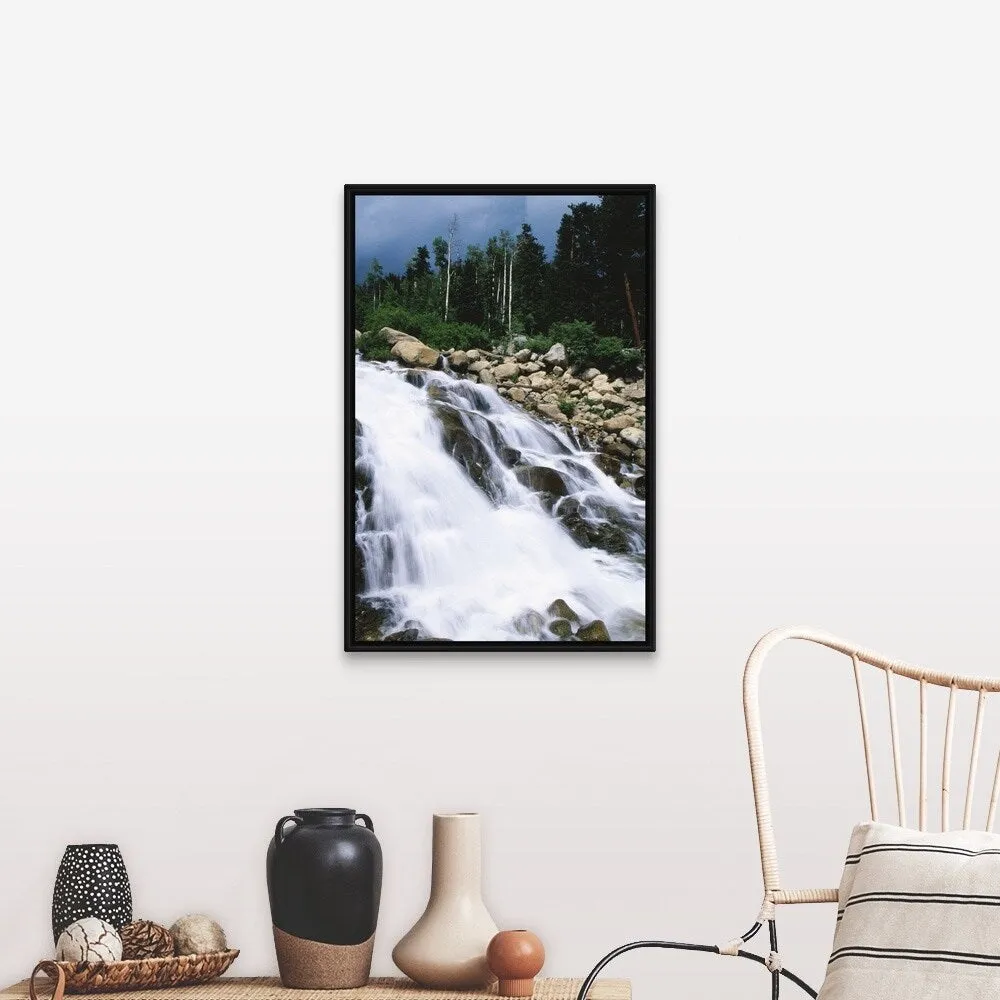 "Alluvial Fan Falls, Colorado" Black Float Frame Canvas Art