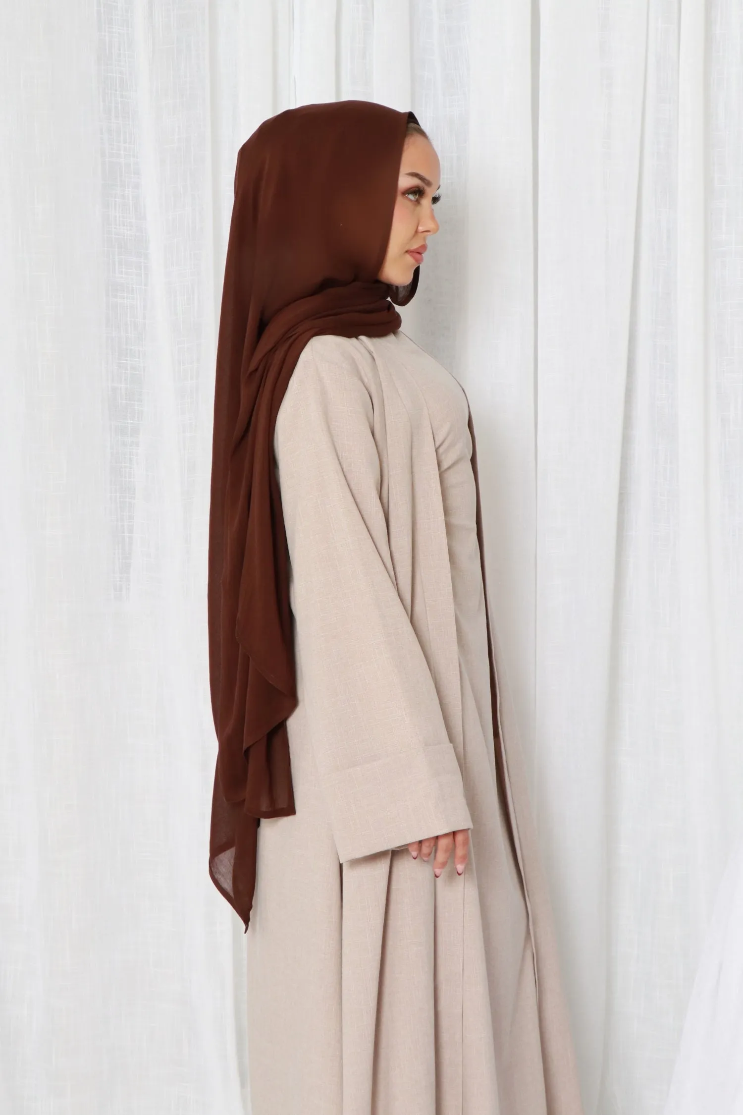 Rana linen Abaya Set- Oatmeal