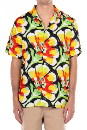 Rayon Short Sleeve Shirt - Black/Yellow/Lime