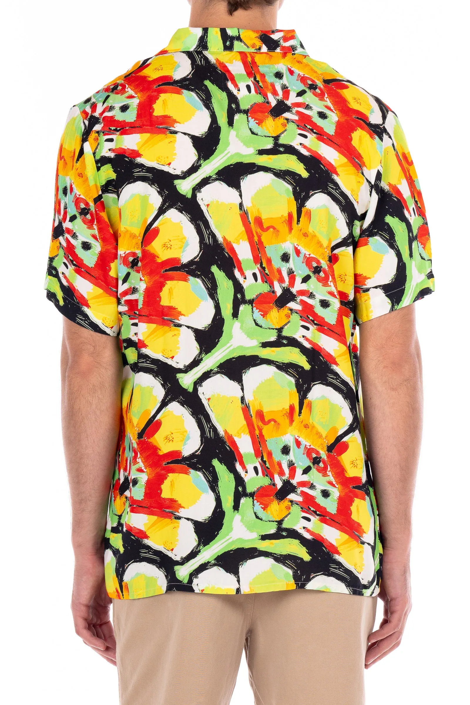 Rayon Short Sleeve Shirt - Black/Yellow/Lime