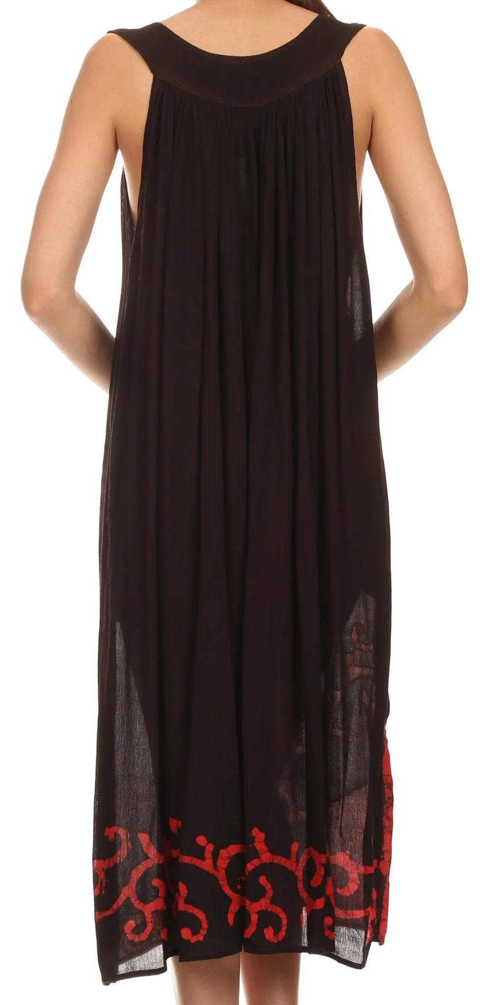 Sakkas Addilyn Embroidered Tank Top Split Neck Dress / Cover Up