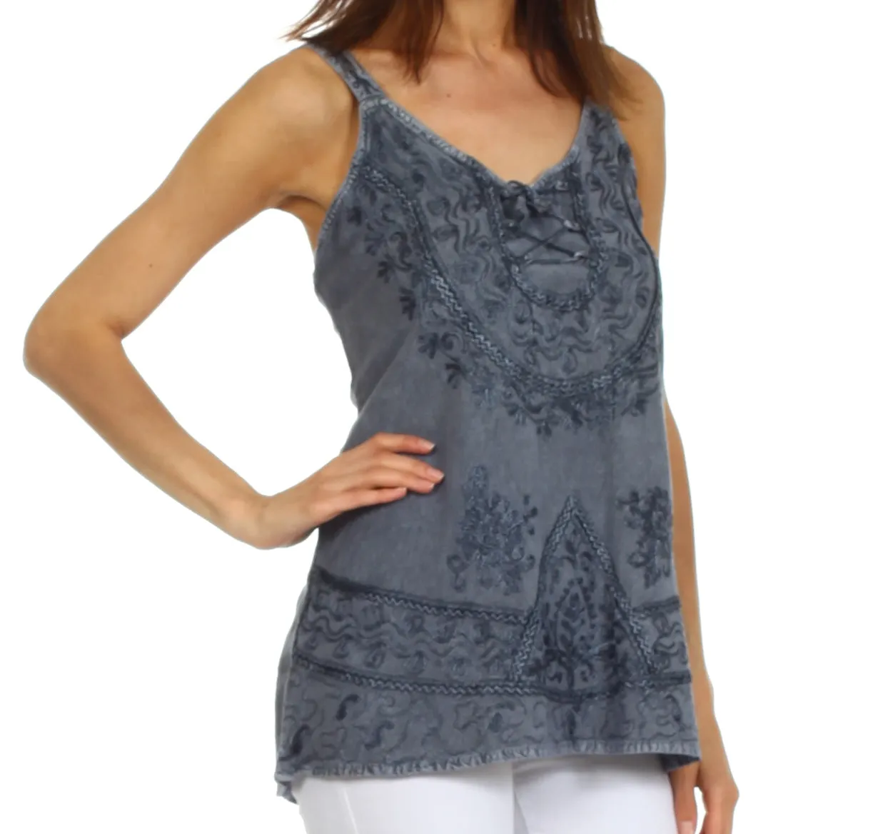 Sakkas Kavita Stonewashed Rayon Tank Top