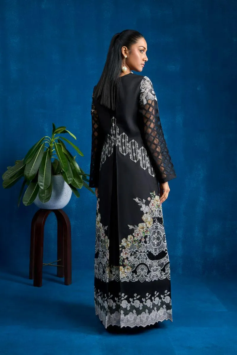 Shamaeel - ES - 08 - Khaadi Silk - White & Black