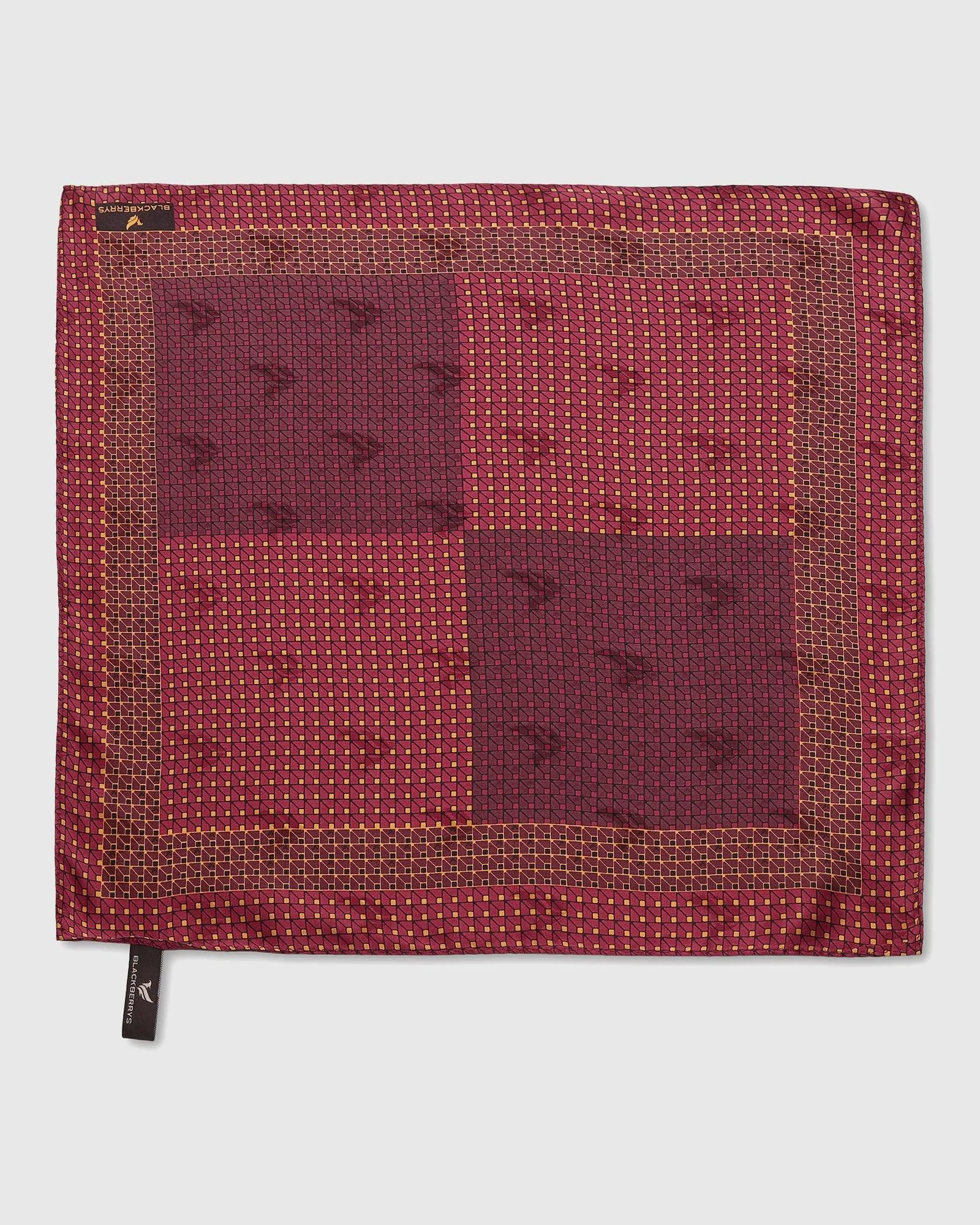 Silk Maroon Printed Pocket Square - Tylell