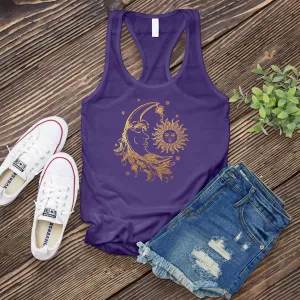 Sun And Moon Floral Star Women's Tank Top