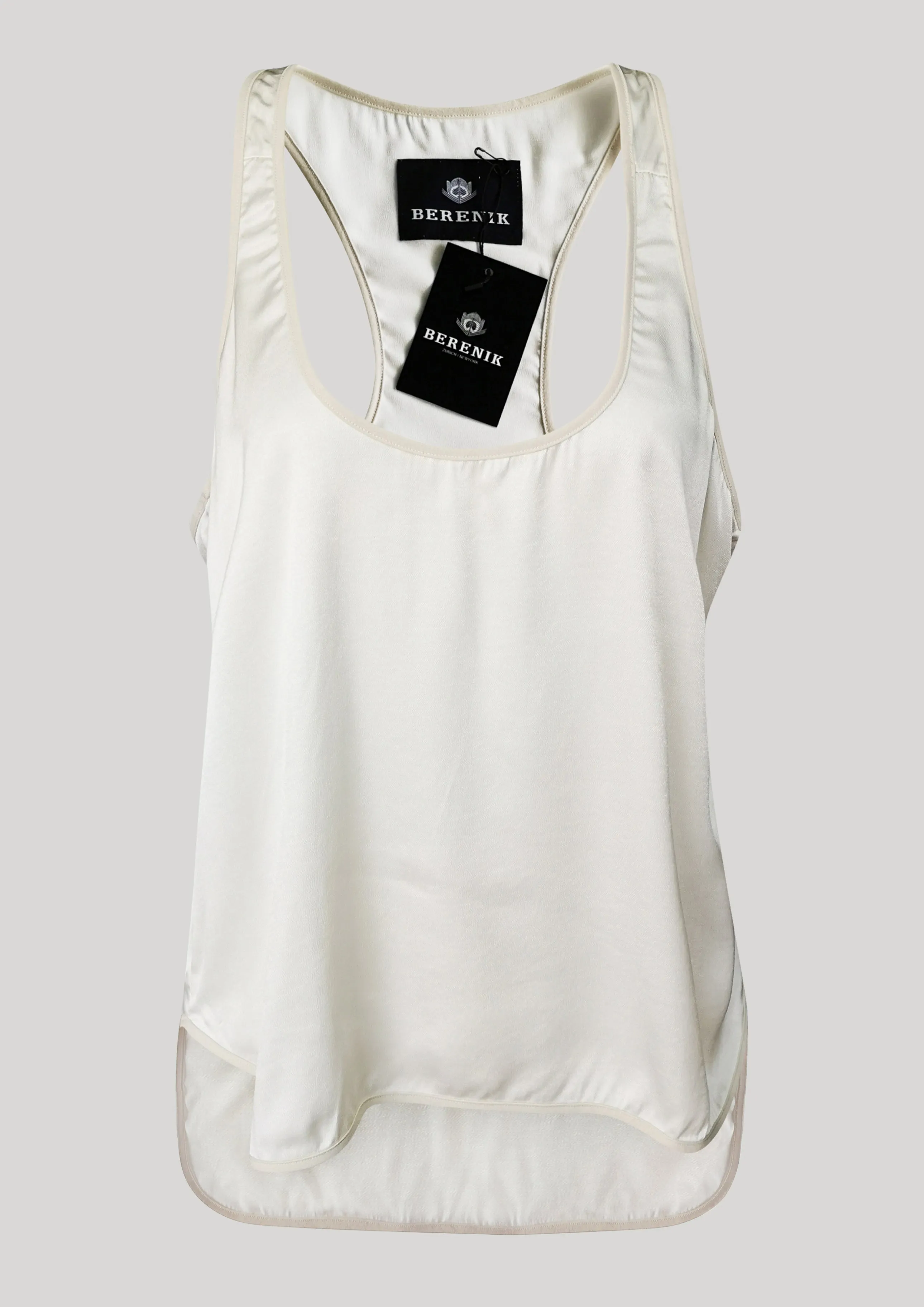 TANK TOP - SILKY RAYON SATIN white shiny