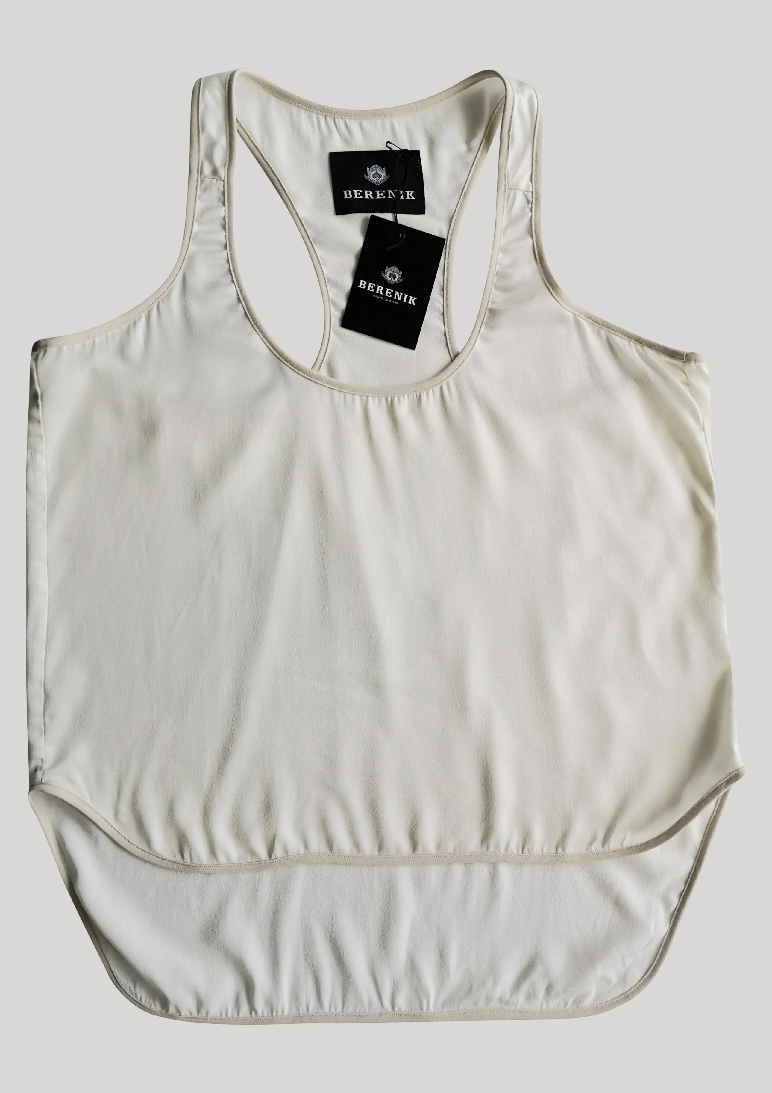 TANK TOP - SILKY RAYON SATIN white shiny