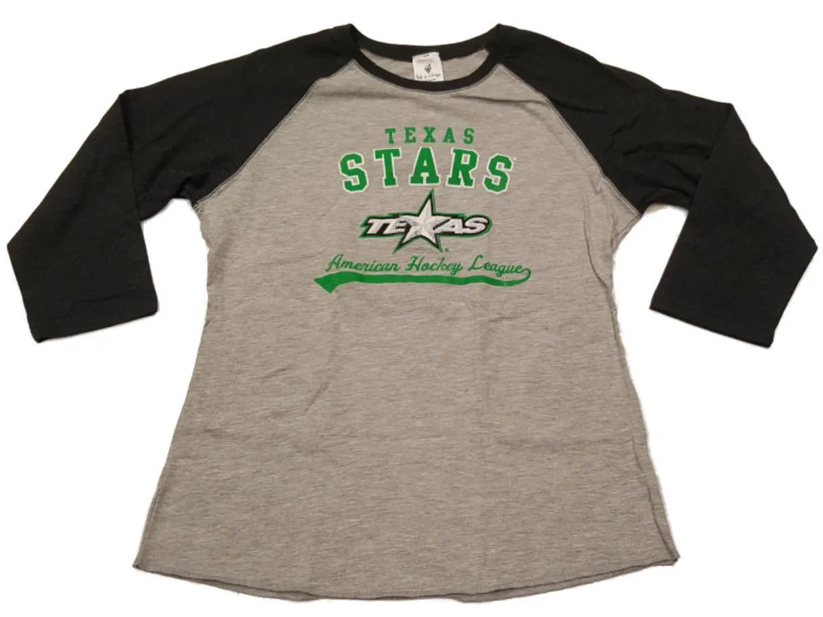 Texas Stars SAAG WOMENS Two-Toned Gray 3/4 Sleeve Crew Neck T-Shirt