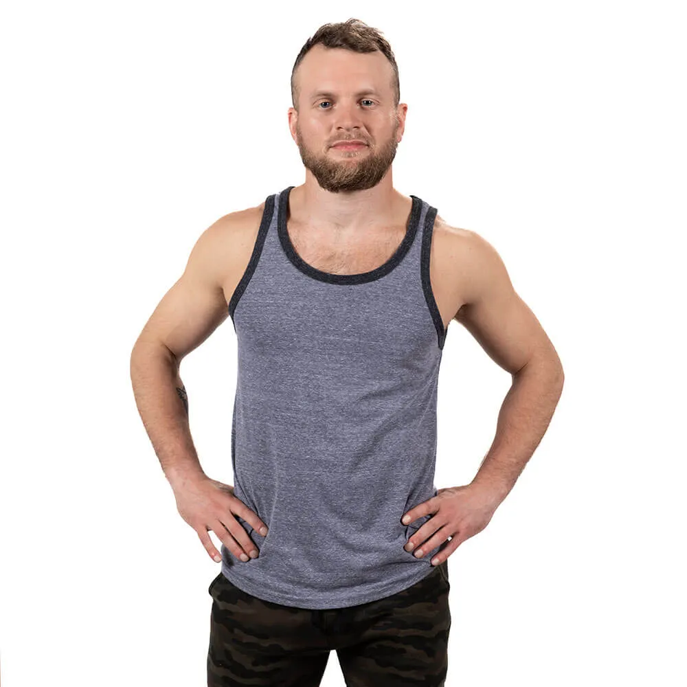 Tonal Grey Tri-Blend Varsity Tank Top