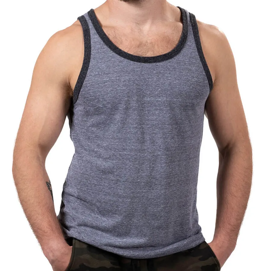 Tonal Grey Tri-Blend Varsity Tank Top