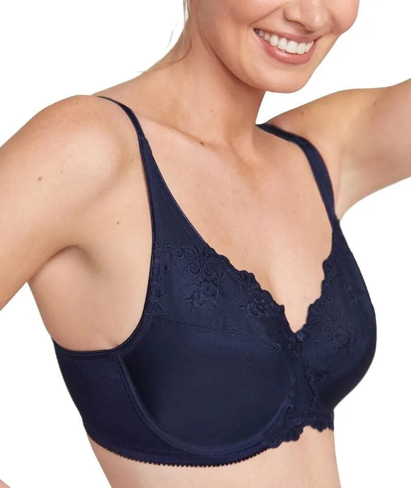 Triumph Embroidered Minimizer Bra - Navy Blue