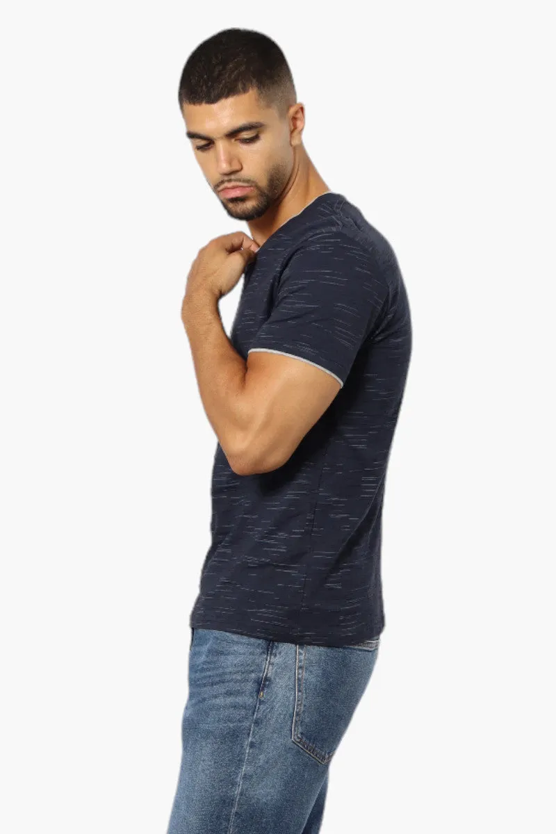 Urbanology Patterned V-Neck Tee - Navy