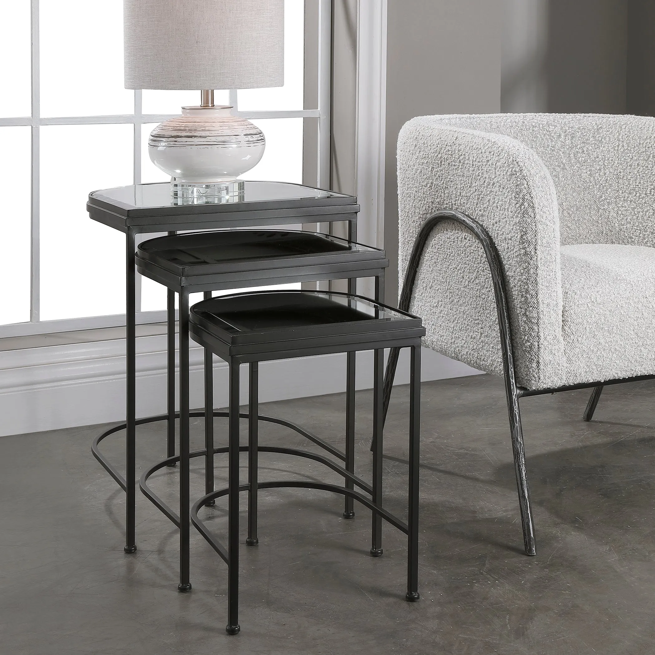 Uttermost India Black Nesting Tables, S/3