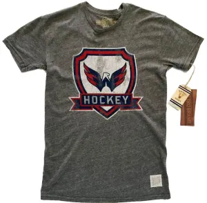 Washington Capitals Retro Brand Gray Shield Logo Vintage Tri-Blend T-Shirt