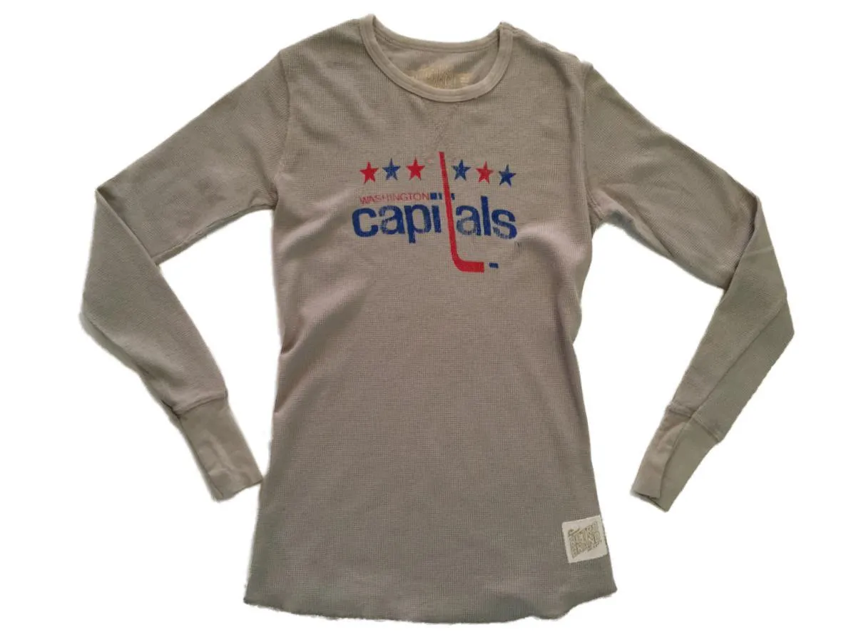 Washington Capitals Retro Brand WOMEN Gray Waffled Long Sleeve T-Shirt