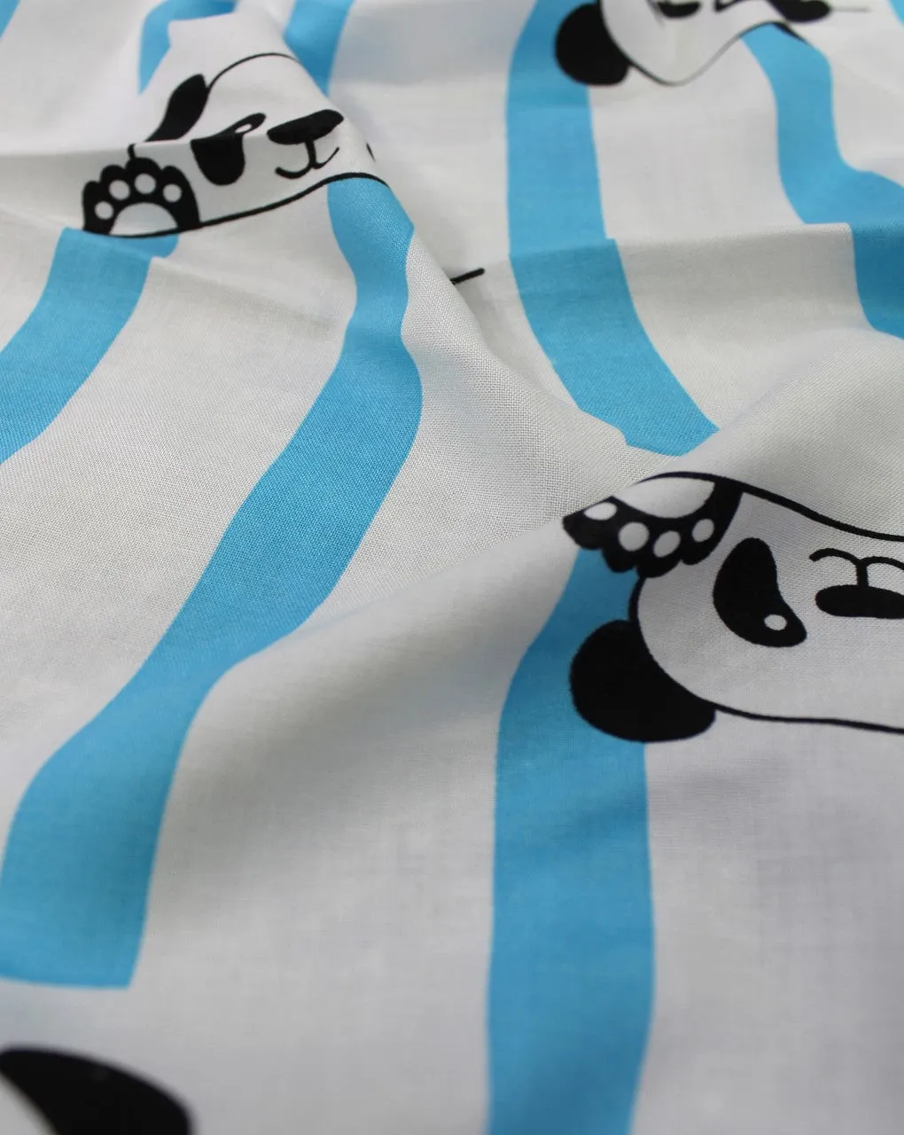 White And Black & Cyan Kids Print Rayon Fabric