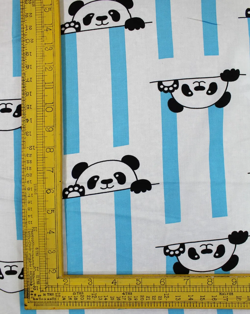 White And Black & Cyan Kids Print Rayon Fabric