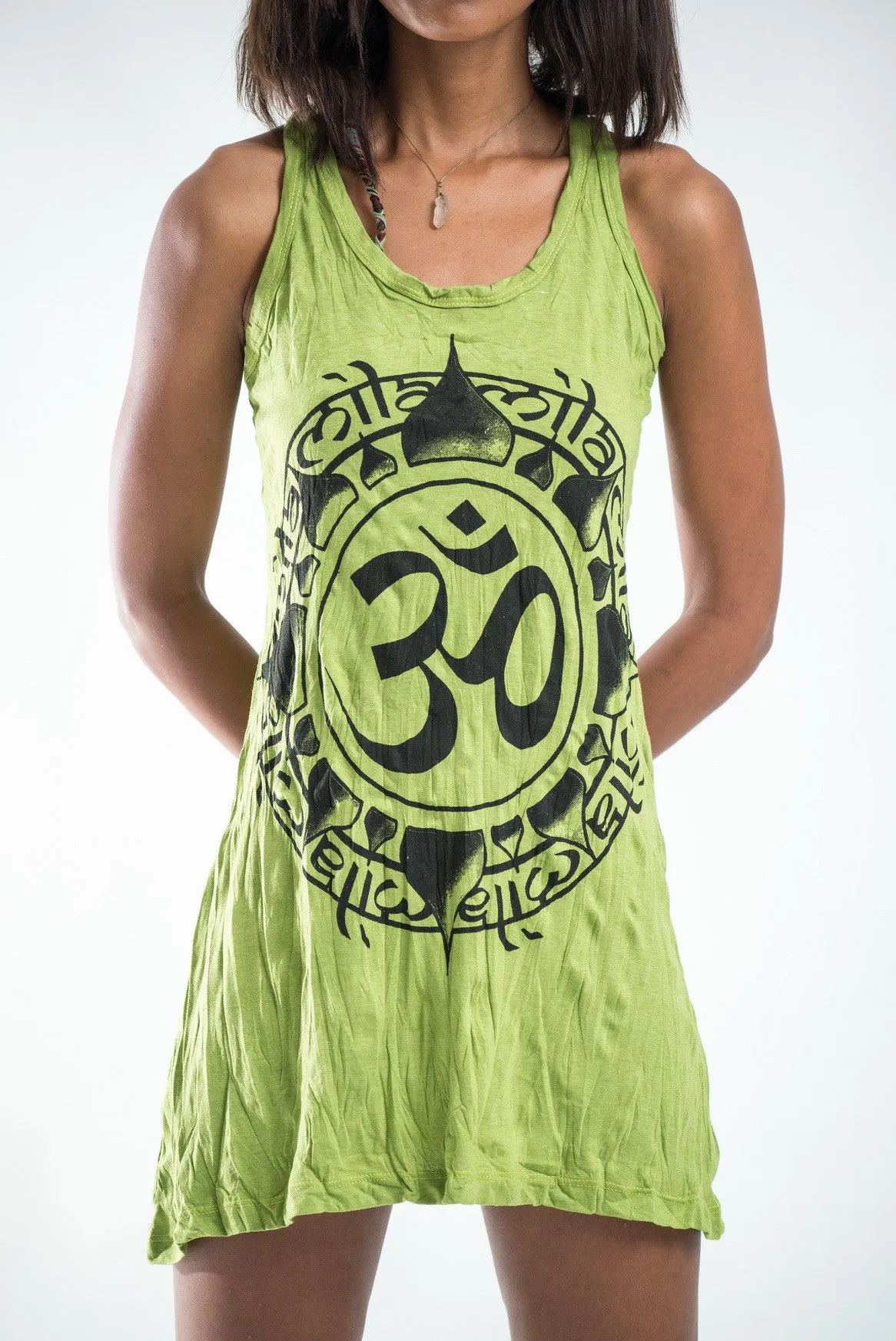 Womens Infinitee Om Tank Dress in Lime