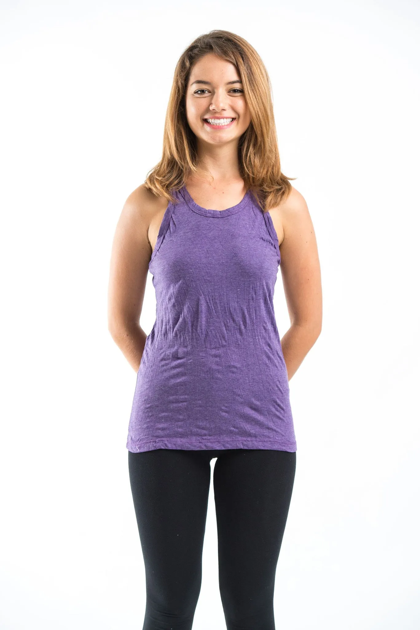 Womens Solid Color Tank Top in Purple