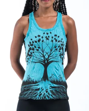 Womens Tree of Life Tank Top in Turquoise